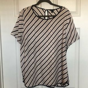 Ann Taylor Striped Short Sleeve Top- XXL